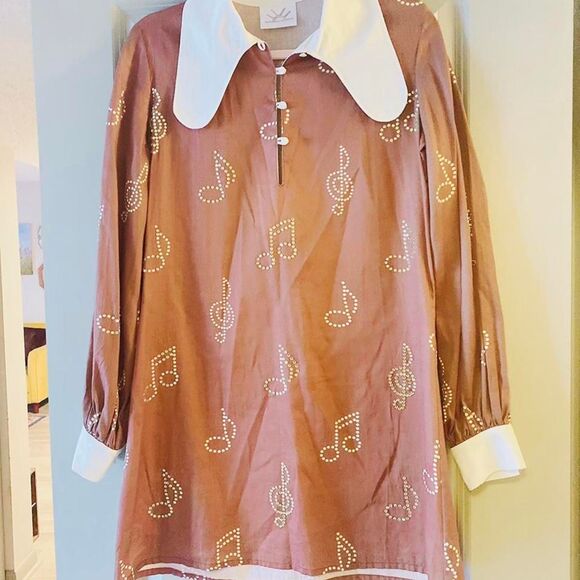 Vintage Desert Sun Brand Nashville Rhinestone Music Note Western Mini Dress Larg - Picture 2 of 4